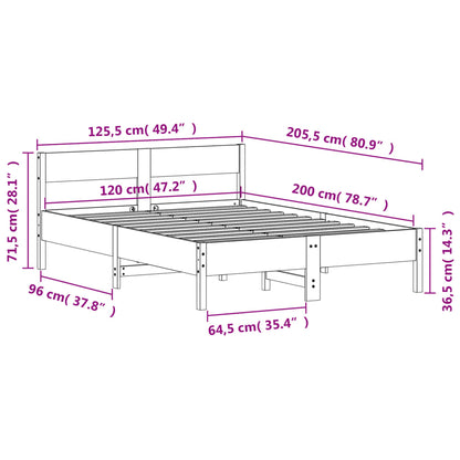 Letto senza Materasso 120x200 cm in Legno Massello di Pino | homemem39