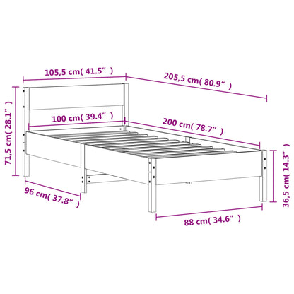 Letto senza Materasso Marrone Cera 100x200 cm in Legno di Pino | homemem39