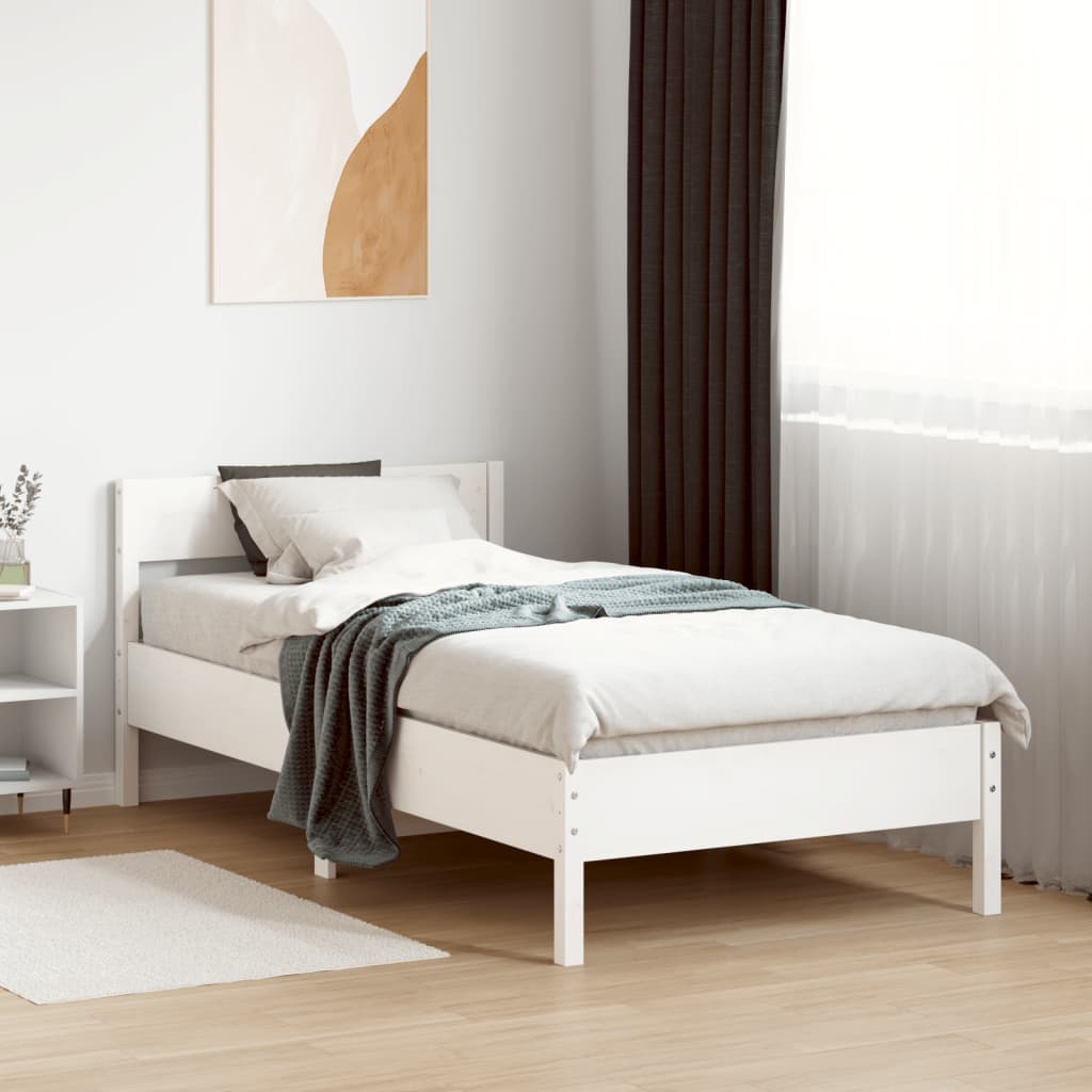 Letto senza Materasso Bianco 90x200 cm Legno Massello di Pino - homemem39