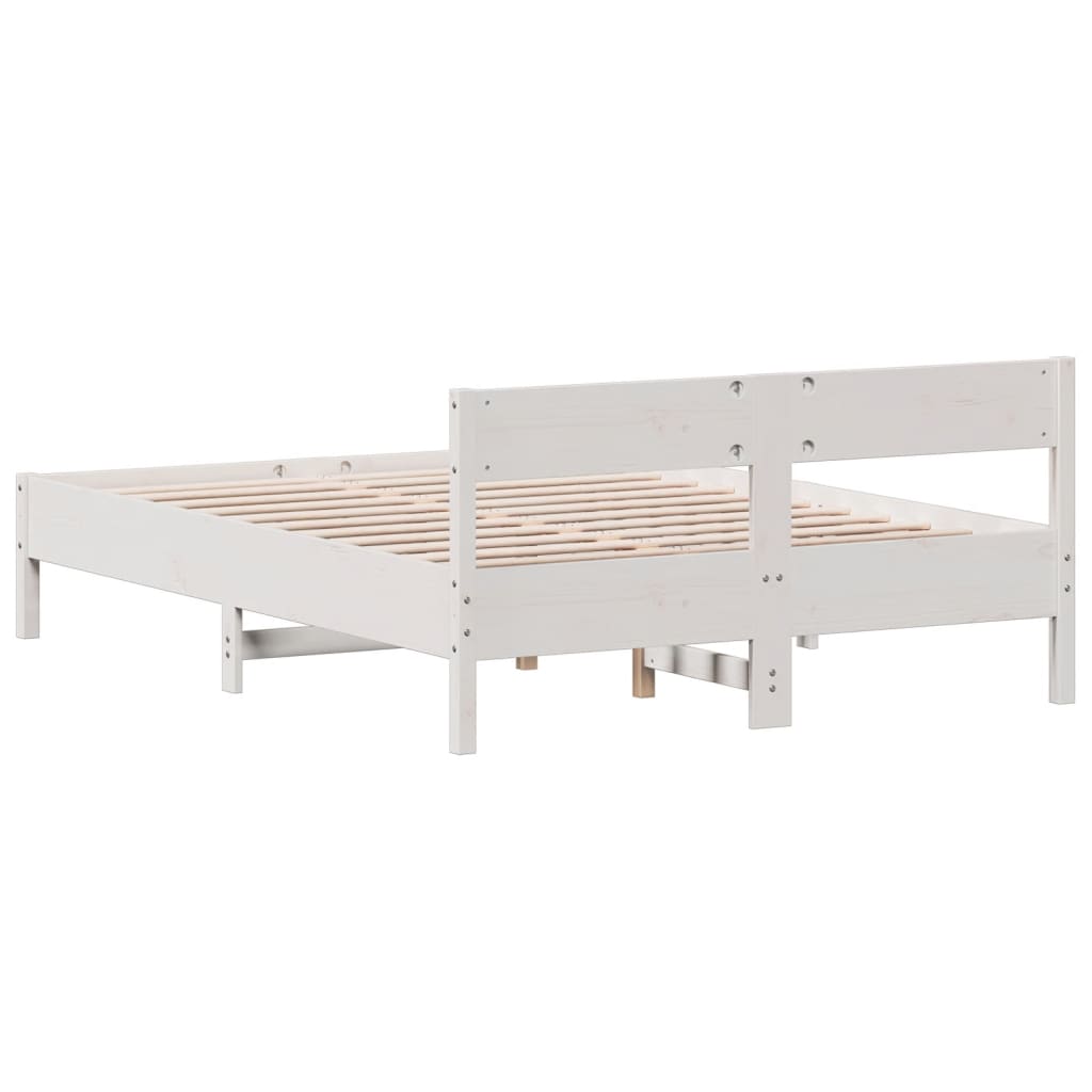 Letto senza Materasso Bianco 140x190 cm Legno Massello di Pino - homemem39