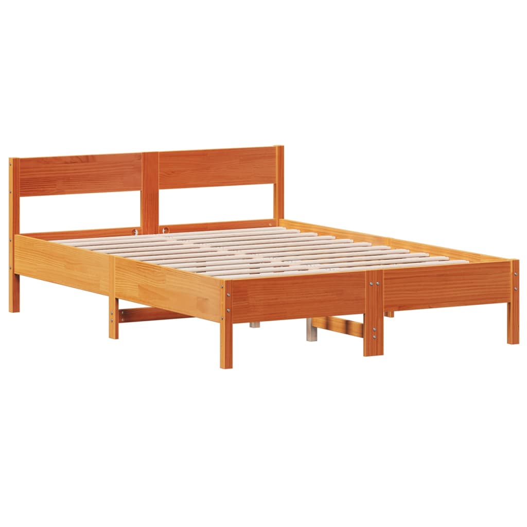 Letto senza Materasso Marrone Cera 140x190 cm in Legno di Pino | homemem39