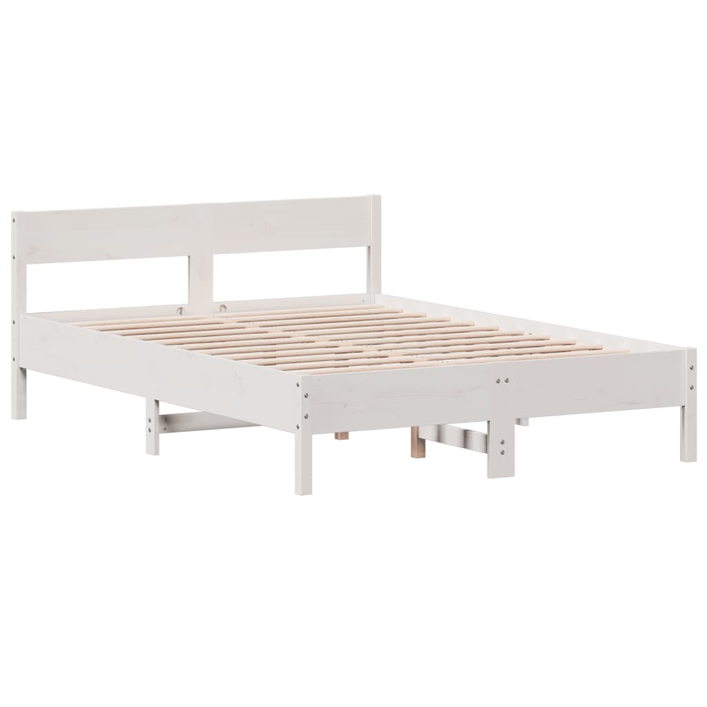 Letto senza Materasso Bianco 135x190 cm Legno Massello di Pino - homemem39