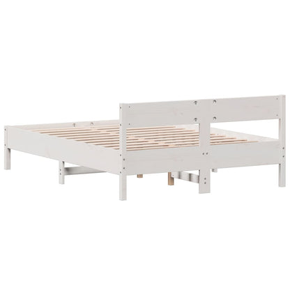 Letto senza Materasso Bianco 135x190 cm Legno Massello di Pino | homemem39