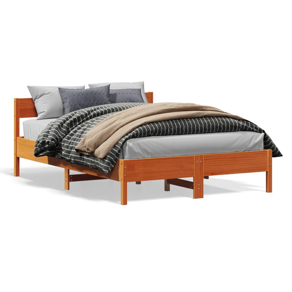 Letto senza Materasso Marrone Cera 135x190 cm in Legno di Pino | homemem39