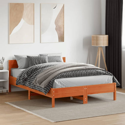 Letto senza Materasso Marrone Cera 135x190 cm in Legno di Pino | homemem39