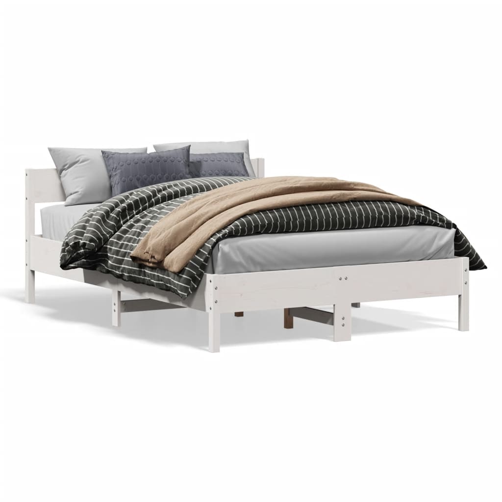 Letto senza Materasso Bianco 120x190 cm Legno Massello di Pino | homemem39