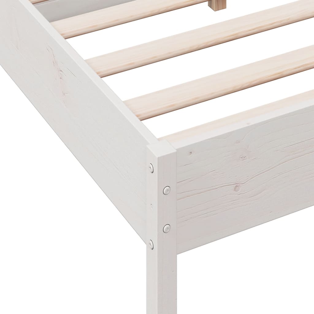 Letto senza Materasso Bianco 120x190 cm Legno Massello di Pino - homemem39
