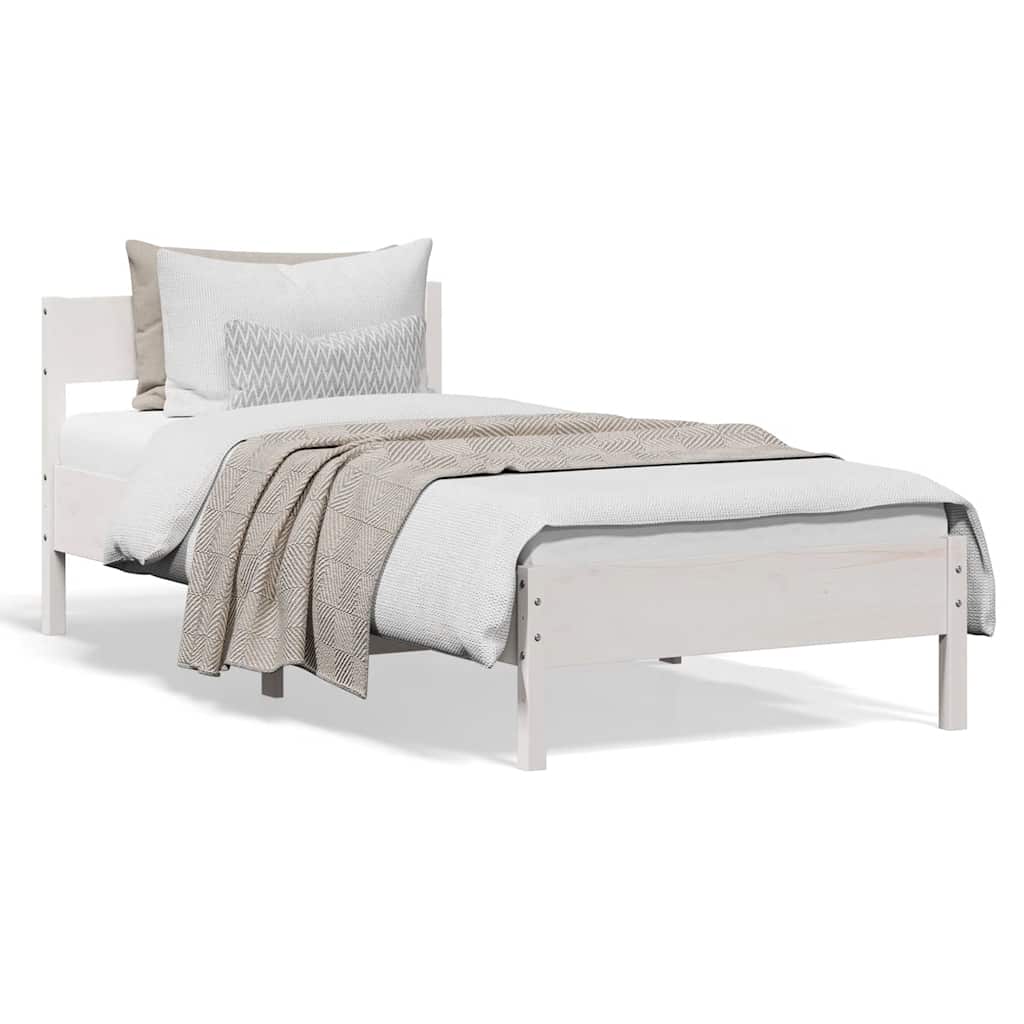Letto senza Materasso Bianco 90x190 cm in Legno Massello Pino | homemem39