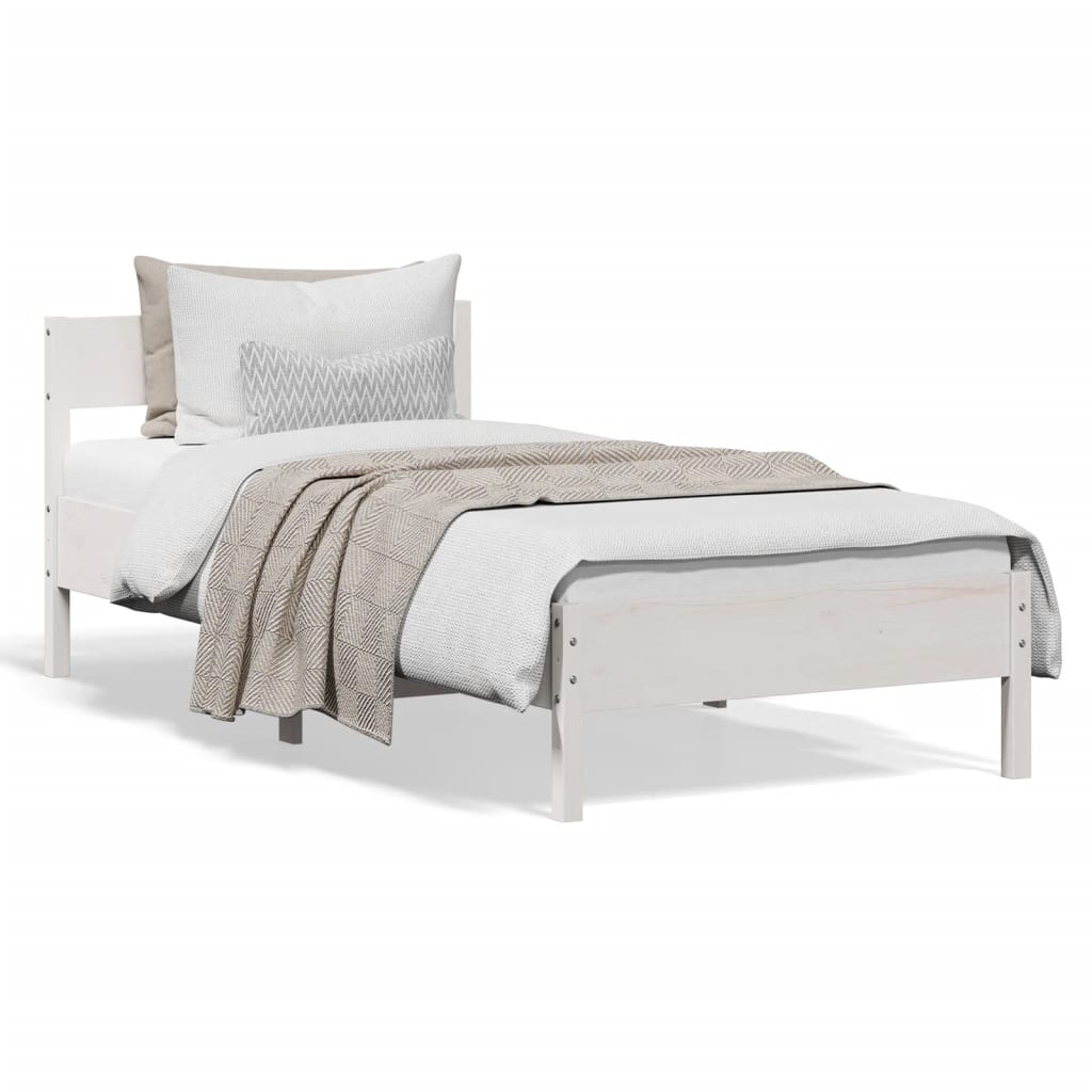 Letto senza Materasso Bianco 90x190 cm in Legno Massello Pino - homemem39