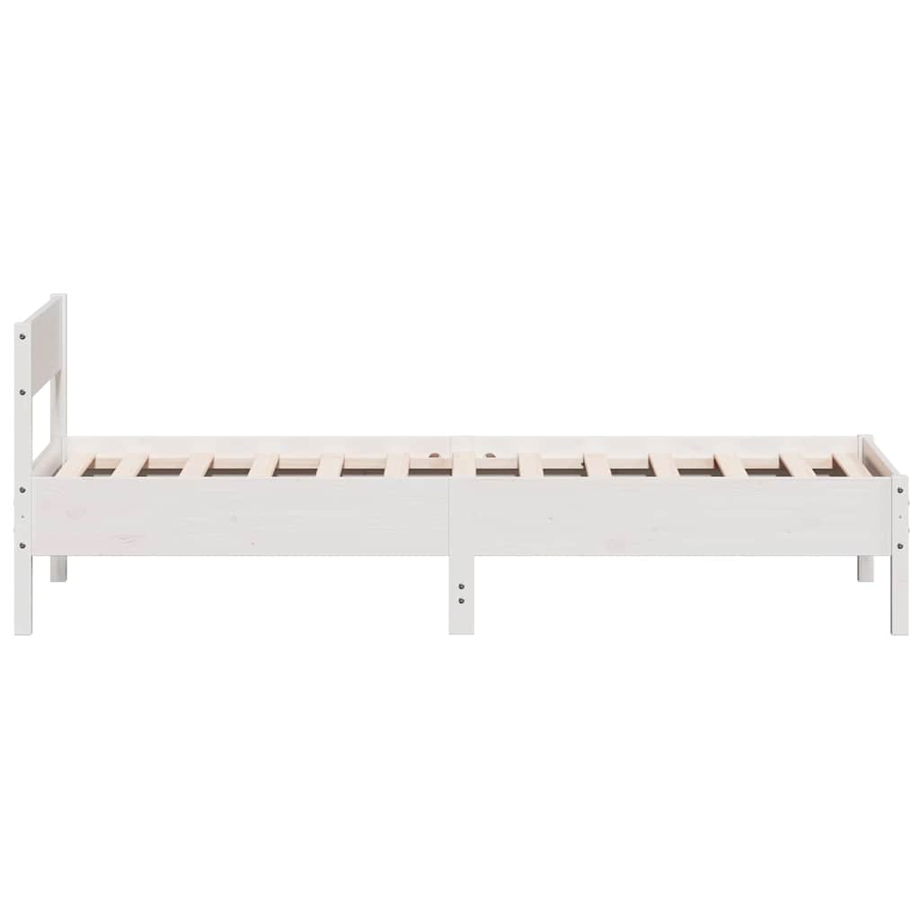 Letto senza Materasso Bianco 90x190 cm in Legno Massello Pino | homemem39
