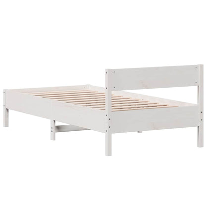 Letto senza Materasso Bianco 90x190 cm in Legno Massello Pino | homemem39