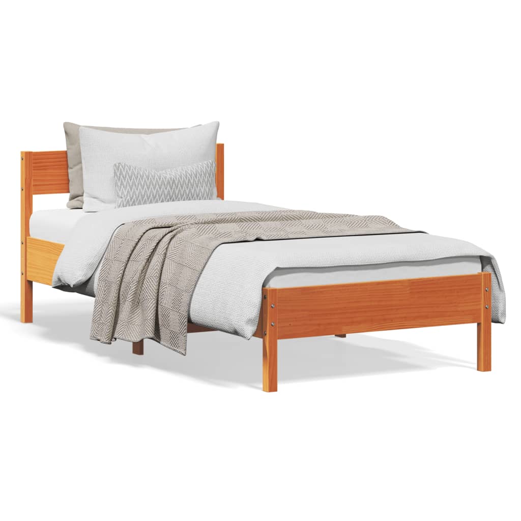 Letto senza Materasso Marrone Cera 90x190 cm in Legno di Pino | homemem39