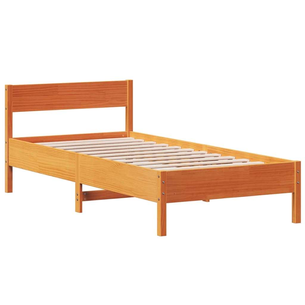 Letto senza Materasso Marrone Cera 90x190 cm in Legno di Pino | homemem39