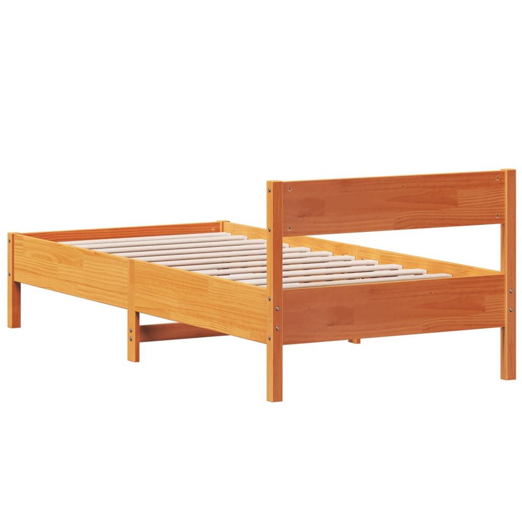 Letto senza Materasso Marrone Cera 90x190 cm in Legno di Pino | homemem39