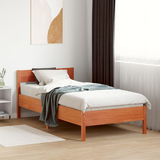 Letto senza Materasso Marrone Cera 90x190 cm in Legno di Pino | homemem39