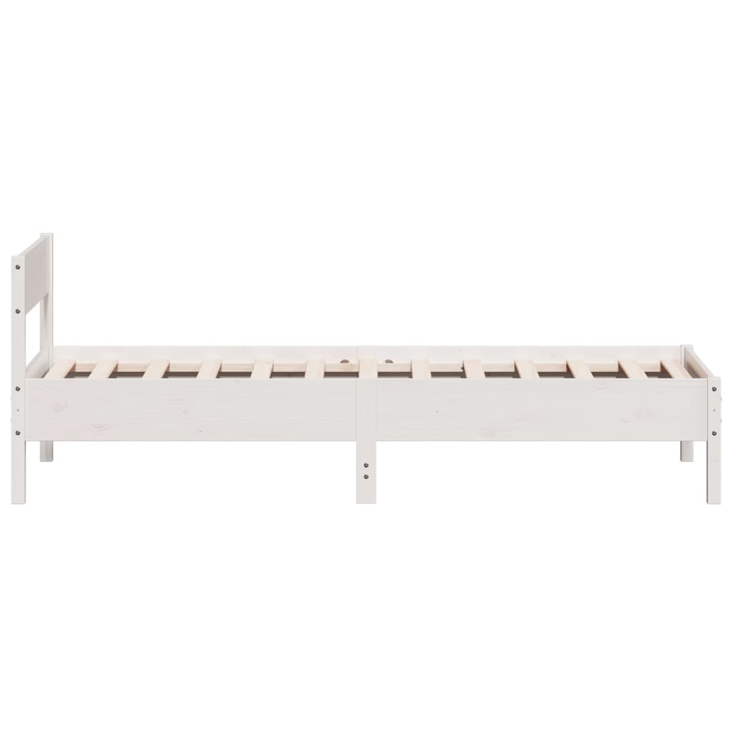 Letto senza Materasso Bianco 75x190 in Legno Massello di Pino - homemem39