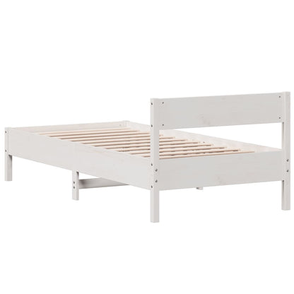 Letto senza Materasso Bianco 75x190 in Legno Massello di Pino | homemem39