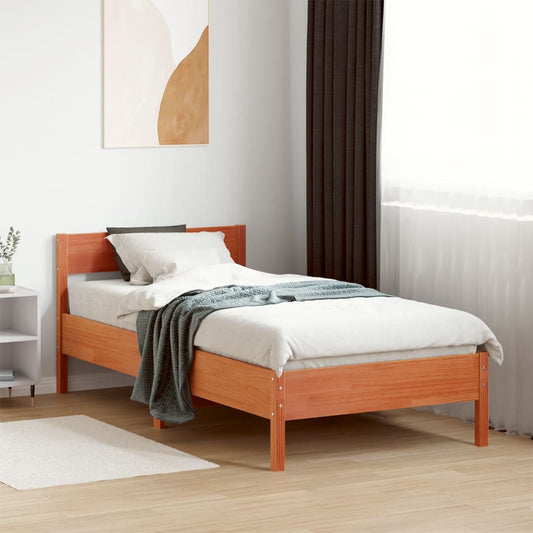 Letto senza Materasso Marrone Cera 75x190 cm in Legno di Pino | homemem39