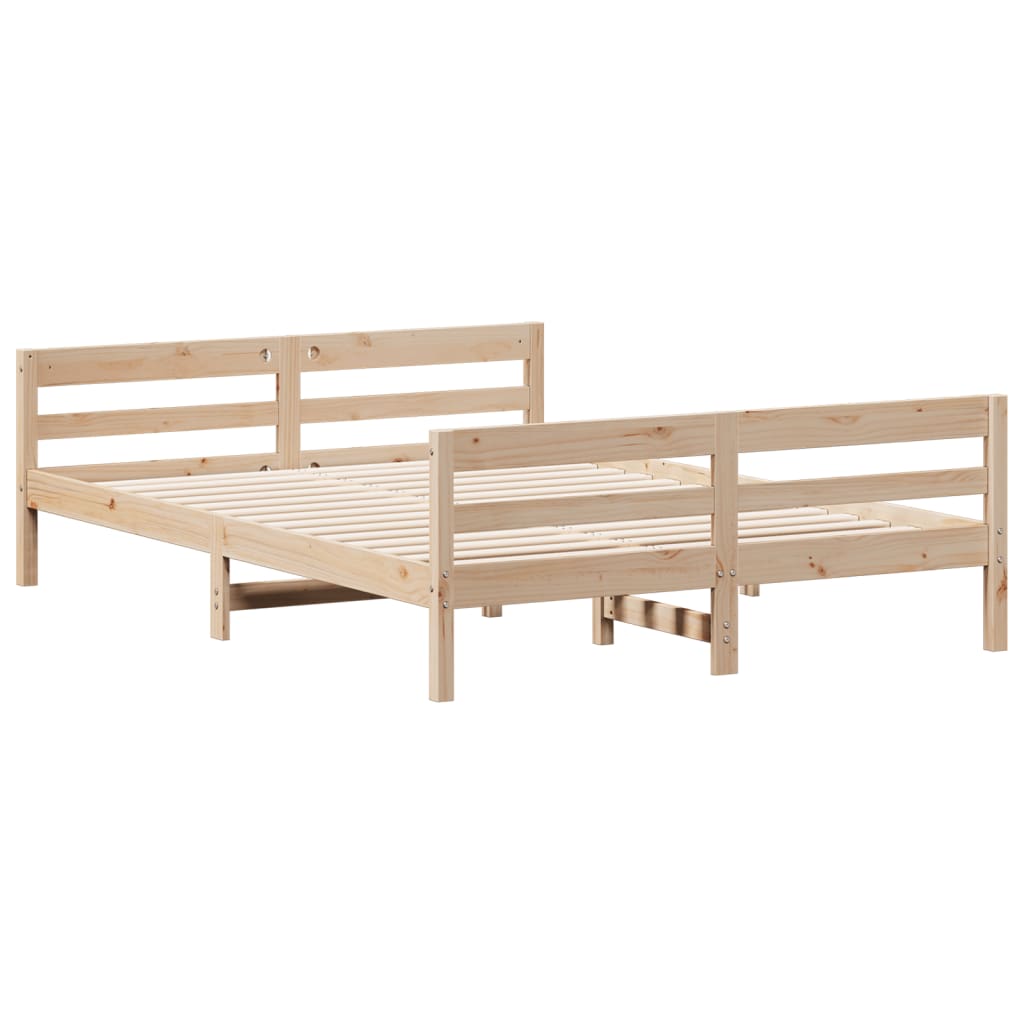 Letto senza Materasso 140x200 cm in Legno Massello di Pino | homemem39