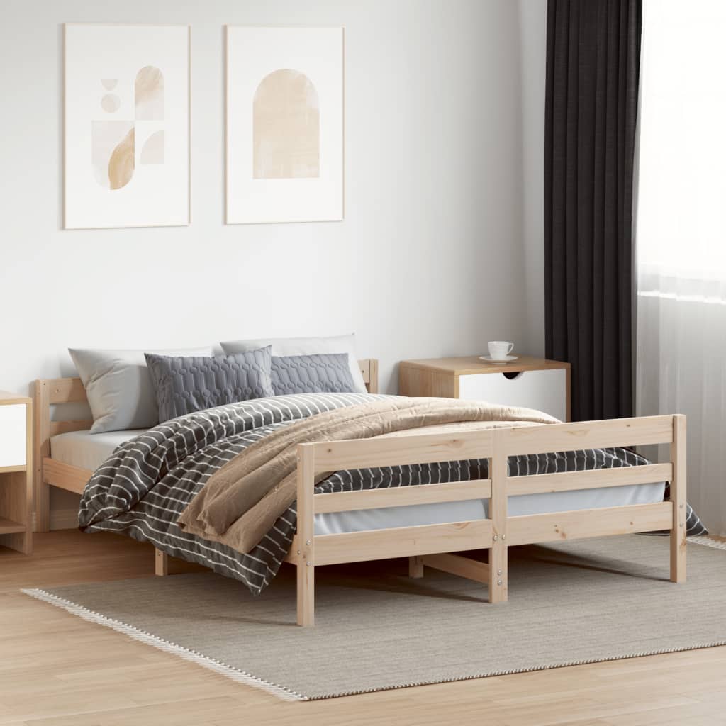 Letto senza Materasso 140x200 cm in Legno Massello di Pino | homemem39