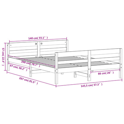 Letto senza Materasso Bianco 140x200 cm Legno Massello di Pino | homemem39