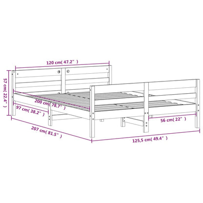 Letto senza Materasso 120x200 cm in Legno Massello di Pino | homemem39