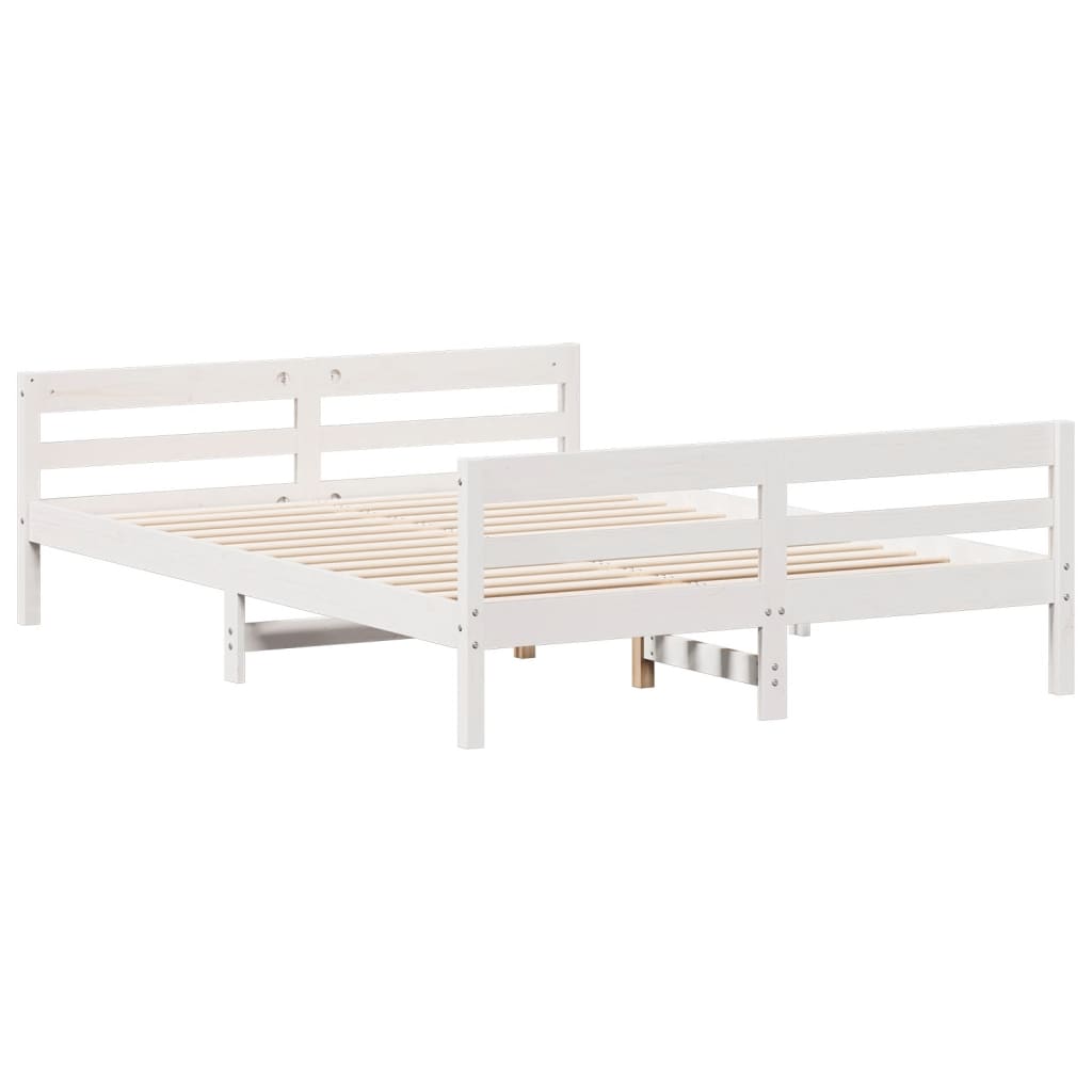 Letto senza Materasso Bianco 120x200 cm Legno Massello di Pino - homemem39