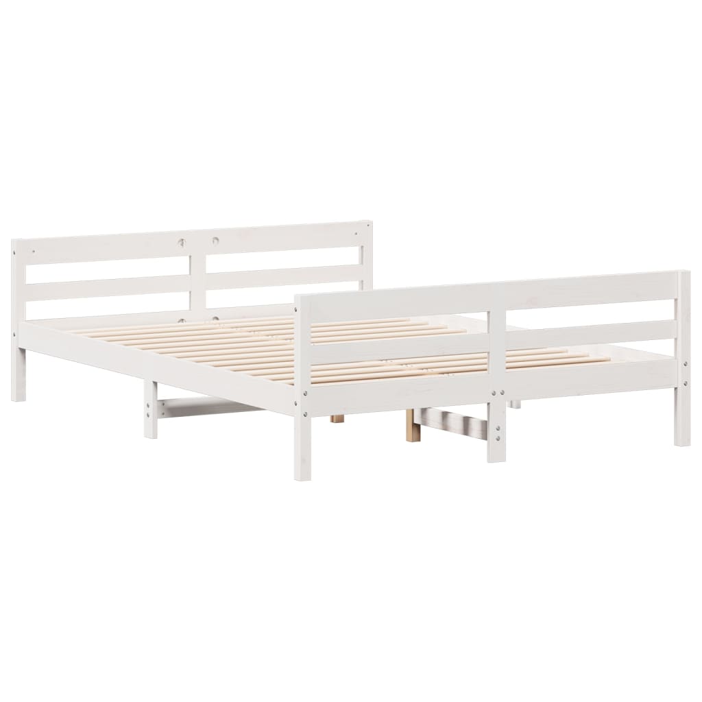 Letto senza Materasso Bianco 120x200 cm Legno Massello di Pino - homemem39