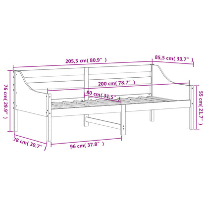 Dormeuse senza Materasso Marrone Cera 80x200 cm Legno di Pino | homemem39