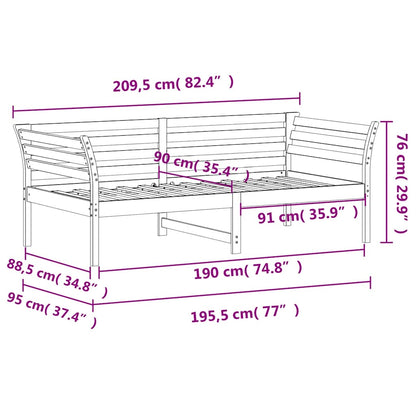 Dormeuse senza Materasso Bianca 90x190 cm Legno Massello Pino | homemem39