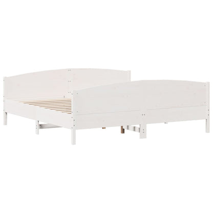 Giroletto senza Materasso Bianco 200x200 cm Legno Massello Pino