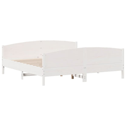 Giroletto senza Materasso Bianco 200x200 cm Legno Massello Pino