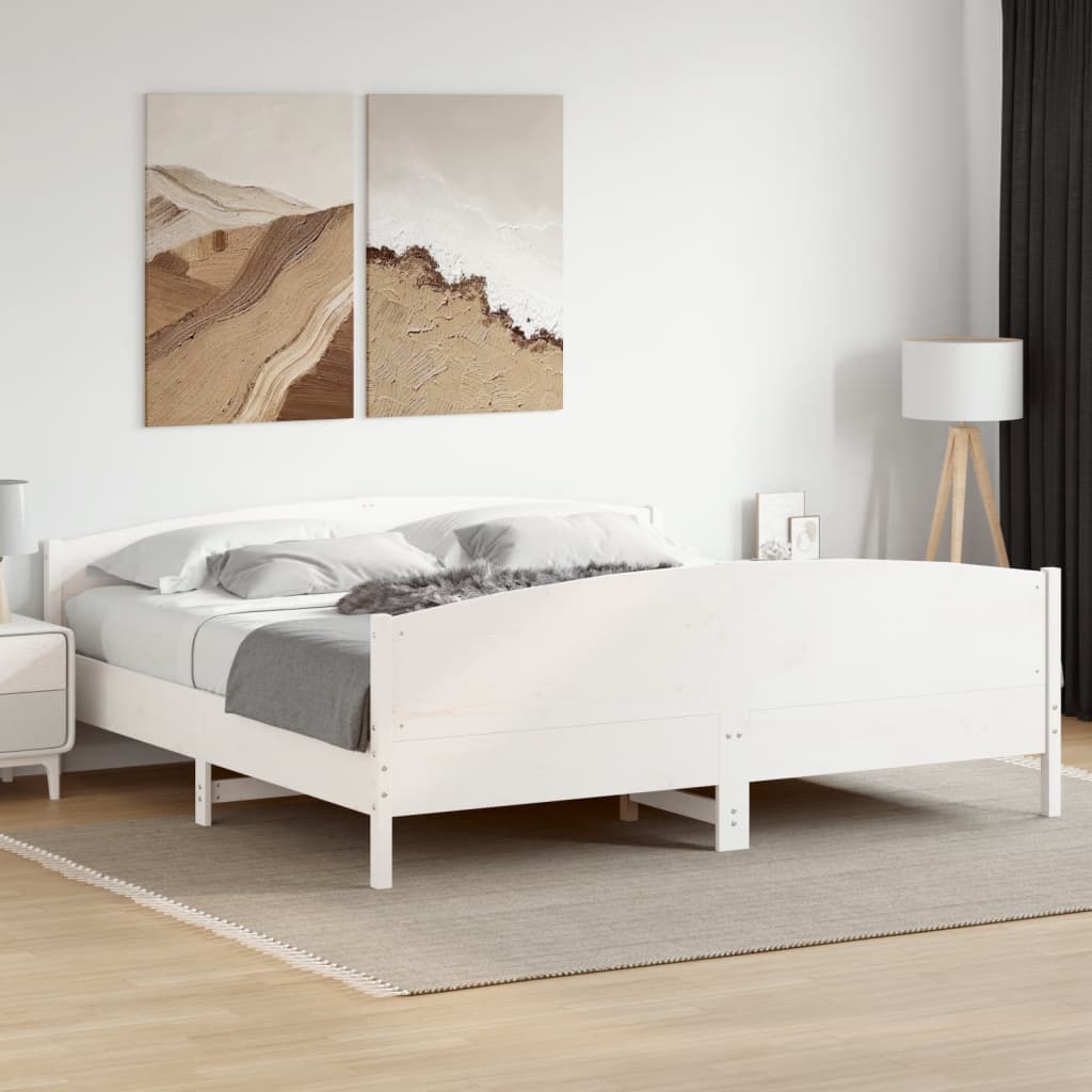 Giroletto senza Materasso Bianco 180x200 cm Legno Massello Pino | homemem39