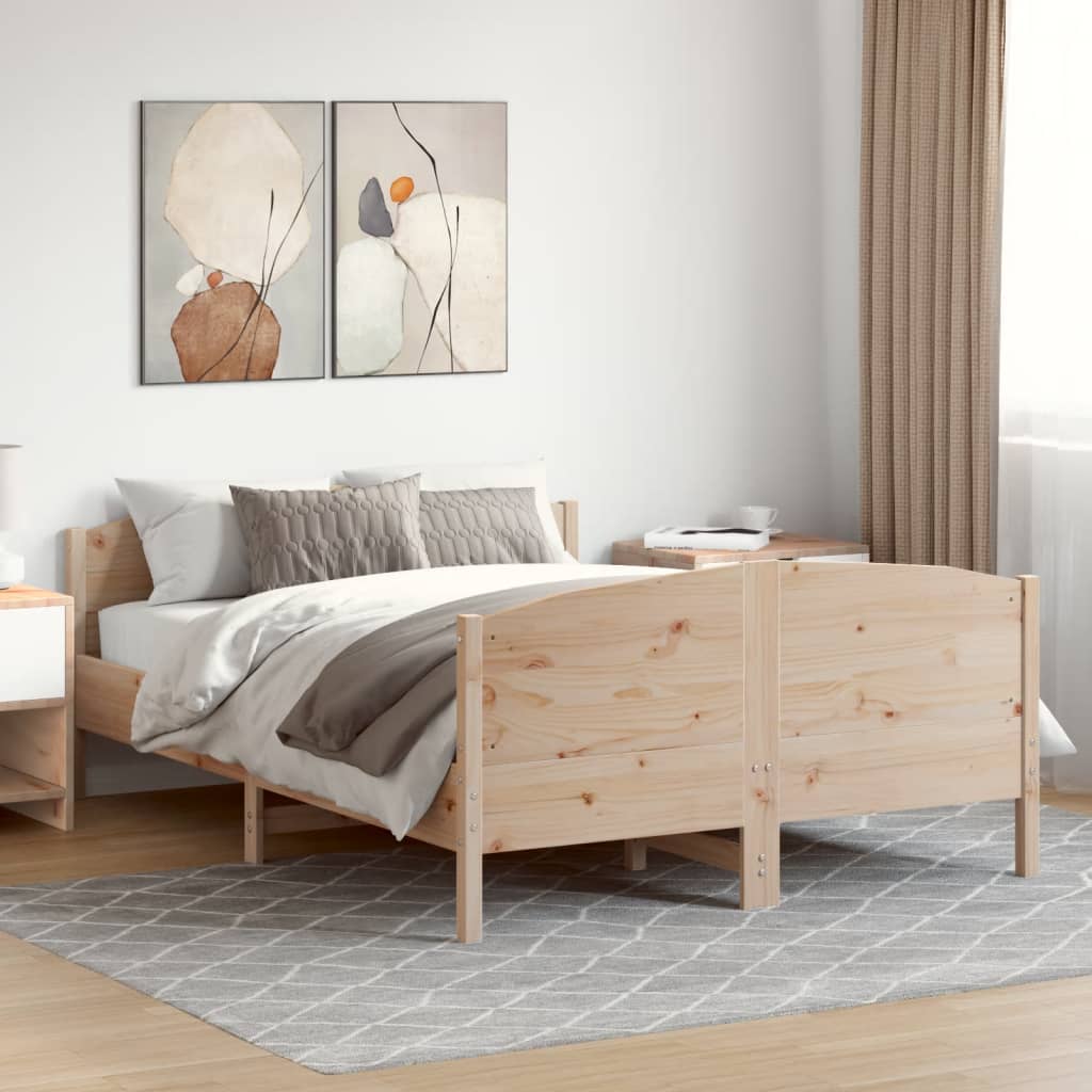 Letto senza Materasso 140x190 cm in Legno Massello di Pino - homemem39