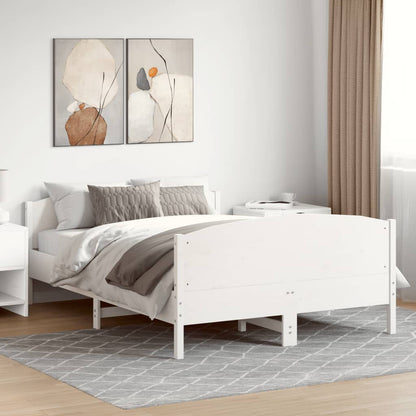 Letto senza Materasso Bianco 140x190 cm Legno Massello di Pino