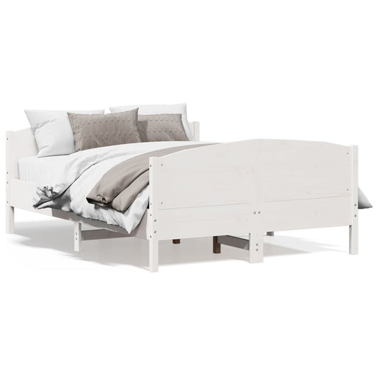 Letto senza Materasso Bianco 140x190 cm Legno Massello di Pino