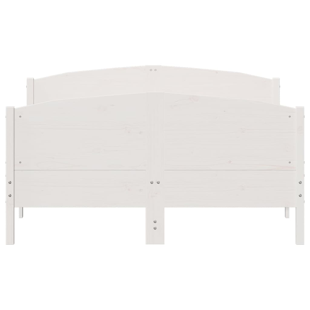 Letto senza Materasso Bianco 135x190 cm Legno Massello di Pino