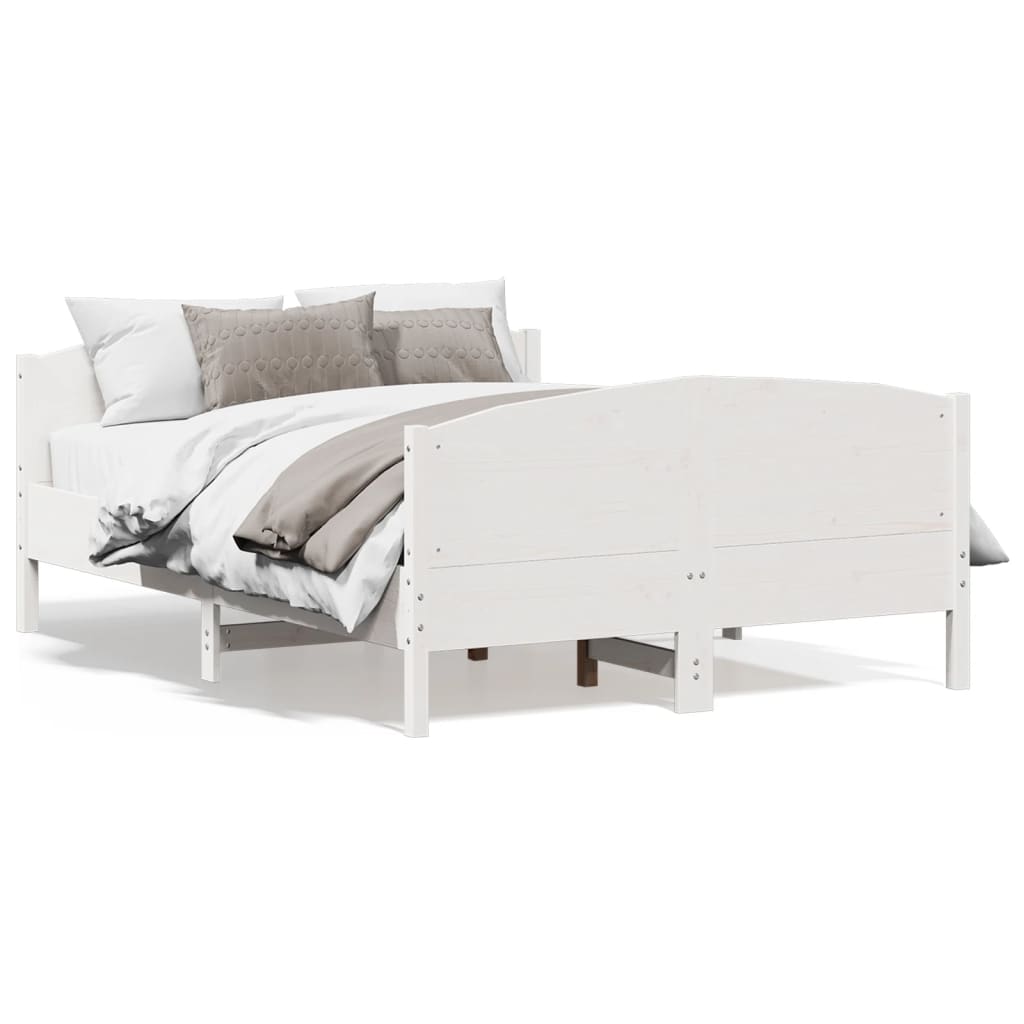 Letto senza Materasso Bianco 135x190 cm Legno Massello di Pino