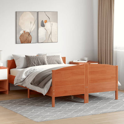 Letto senza Materasso Marrone Cera 135x190 cm in Legno di Pino