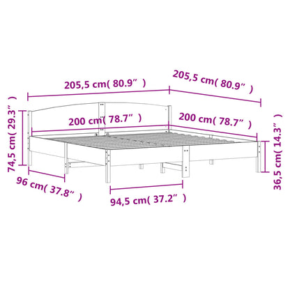 Giroletto senza Materasso Marrone Cera 200x200 cm Legno di Pino