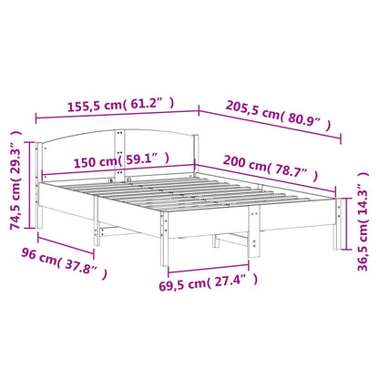 Giroletto senza Materasso 150x200 cm in Legno Massello di Pino