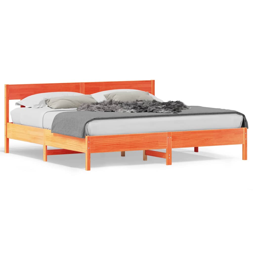 Giroletto senza Materasso Marrone Cera 180x200 cm Legno di Pino | homemem39