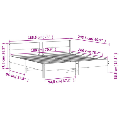 Giroletto senza Materasso 180x200 cm in Legno Massello di Pino