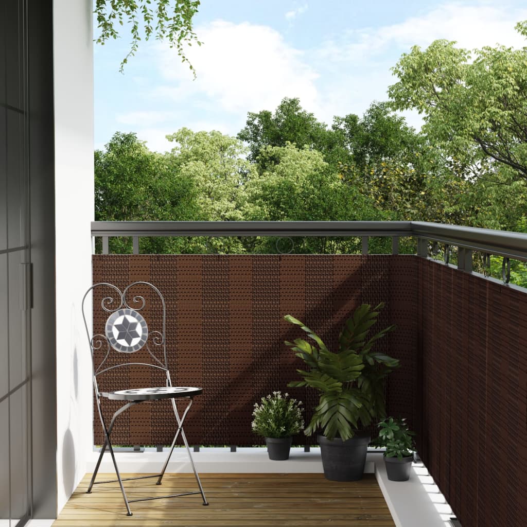 Brown and Black Balcony Screen 500x90 cm in Polyrattan