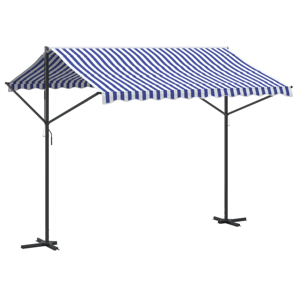 Tenda da Sole Blu e Bianca 300x300 cm in Tessuto e Acciaio | homemem39