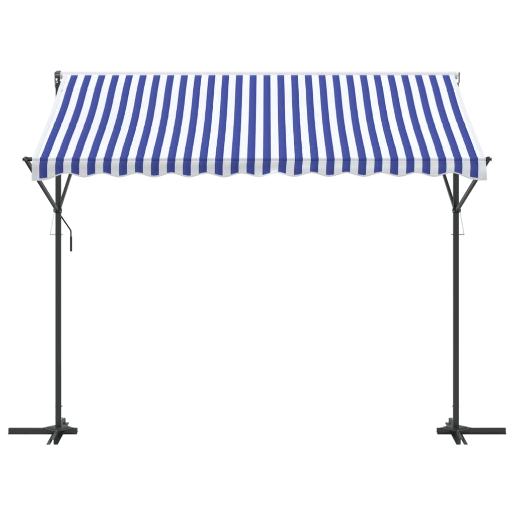 Tenda da Sole Blu e Bianca 300x300 cm in Tessuto e Acciaio | homemem39