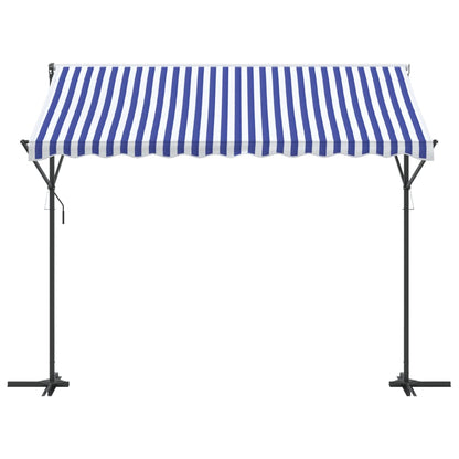 Tenda da Sole Blu e Bianca 300x300 cm in Tessuto e Acciaio