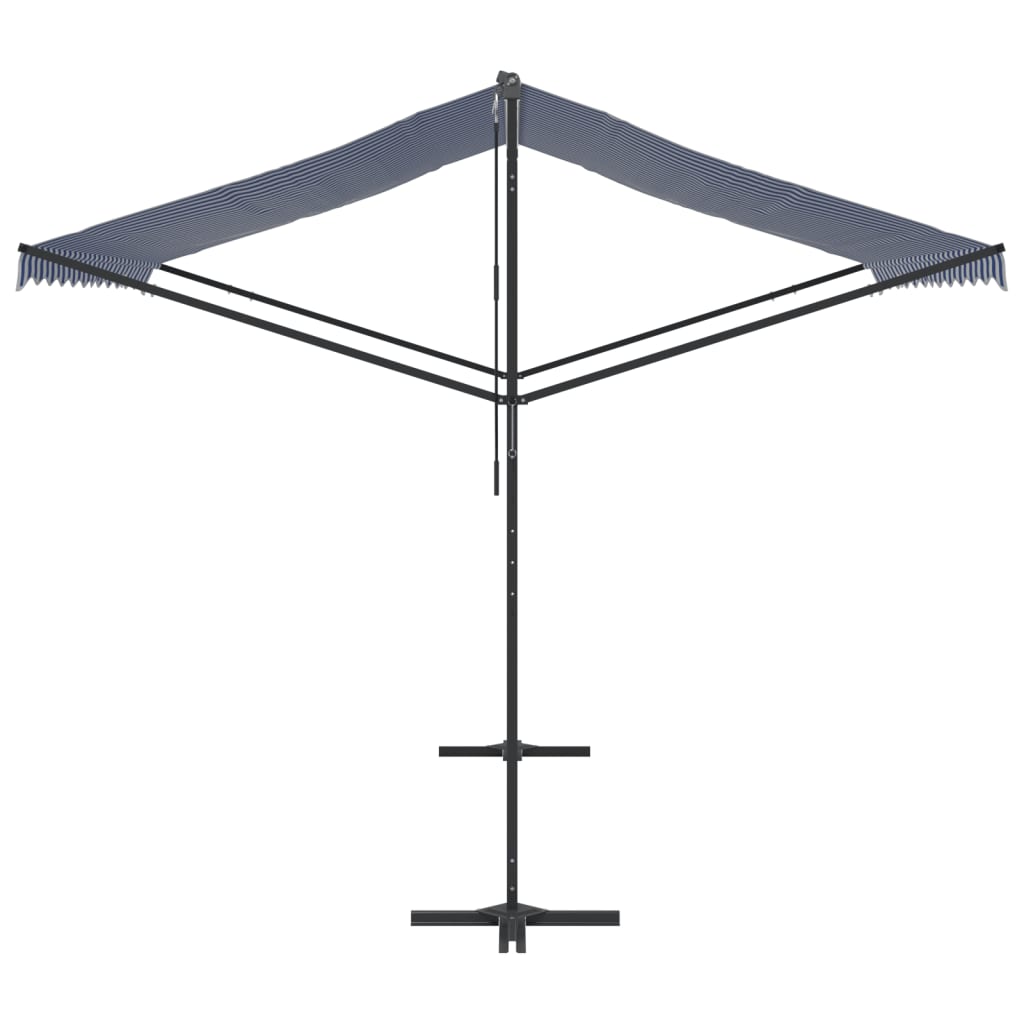 Tenda da Sole Blu e Bianca 300x300 cm in Tessuto e Acciaio