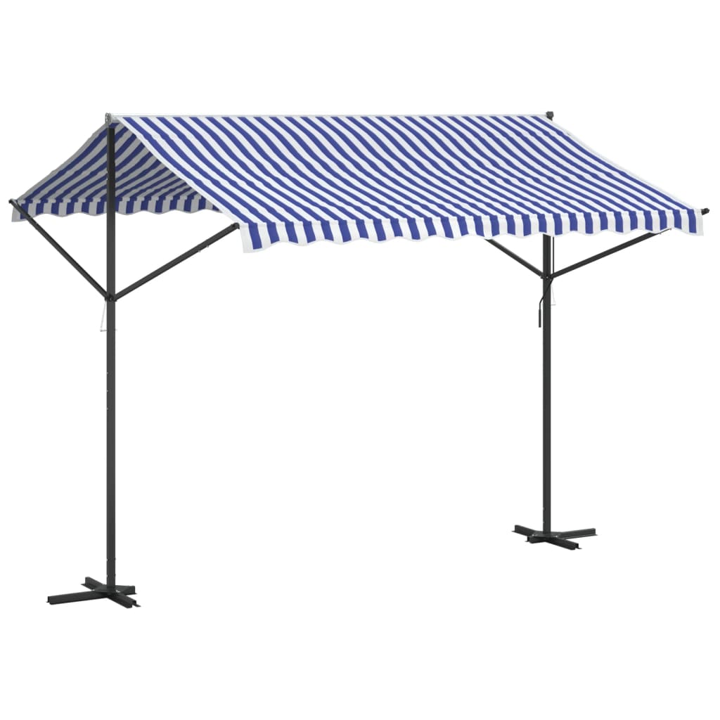 Tenda da Sole Blu e Bianca 300x300 cm in Tessuto e Acciaio | homemem39