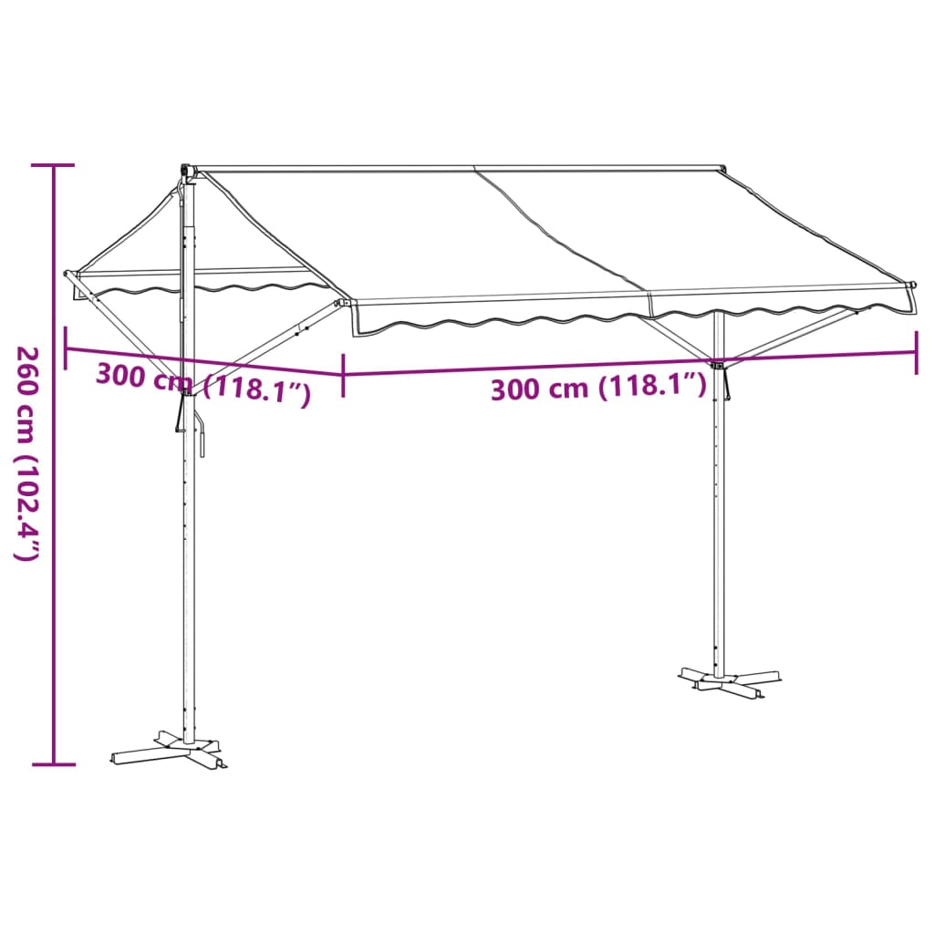 Tenda da Sole Blu e Bianca 300x300 cm in Tessuto e Acciaio | homemem39